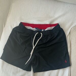 Ralph Lauren Black Swim Shorts with Red Waistband